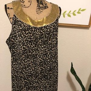 Torrid Cheetah Print Tunic gold trim detail
